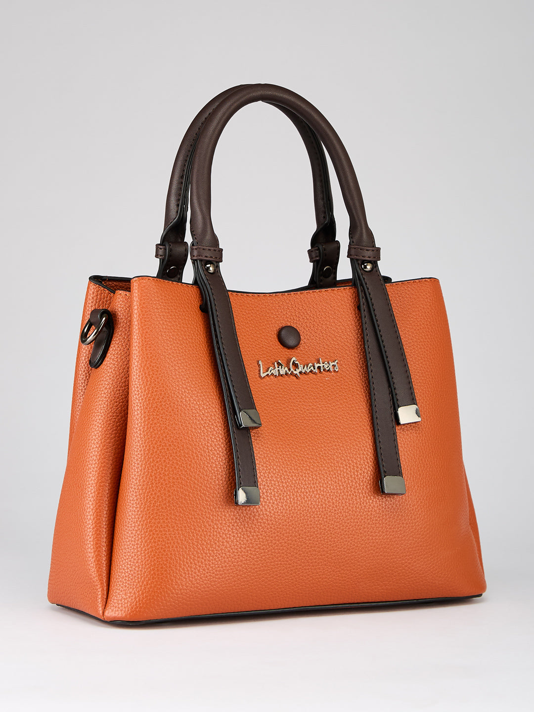 Latin Quarters Women's Tan Two-Tone Satchel Bag with Brown Contrast Trim