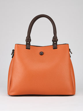 Latin Quarters Women's Tan Two-Tone Satchel Bag with Brown Contrast Trim