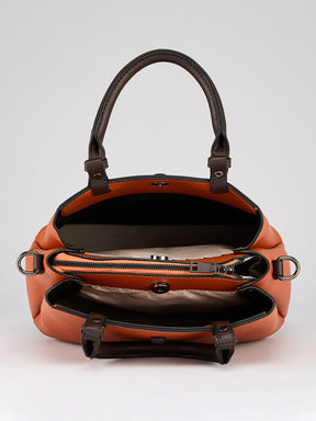 Latin Quarters Women's Tan Two-Tone Satchel Bag with Brown Contrast Trim