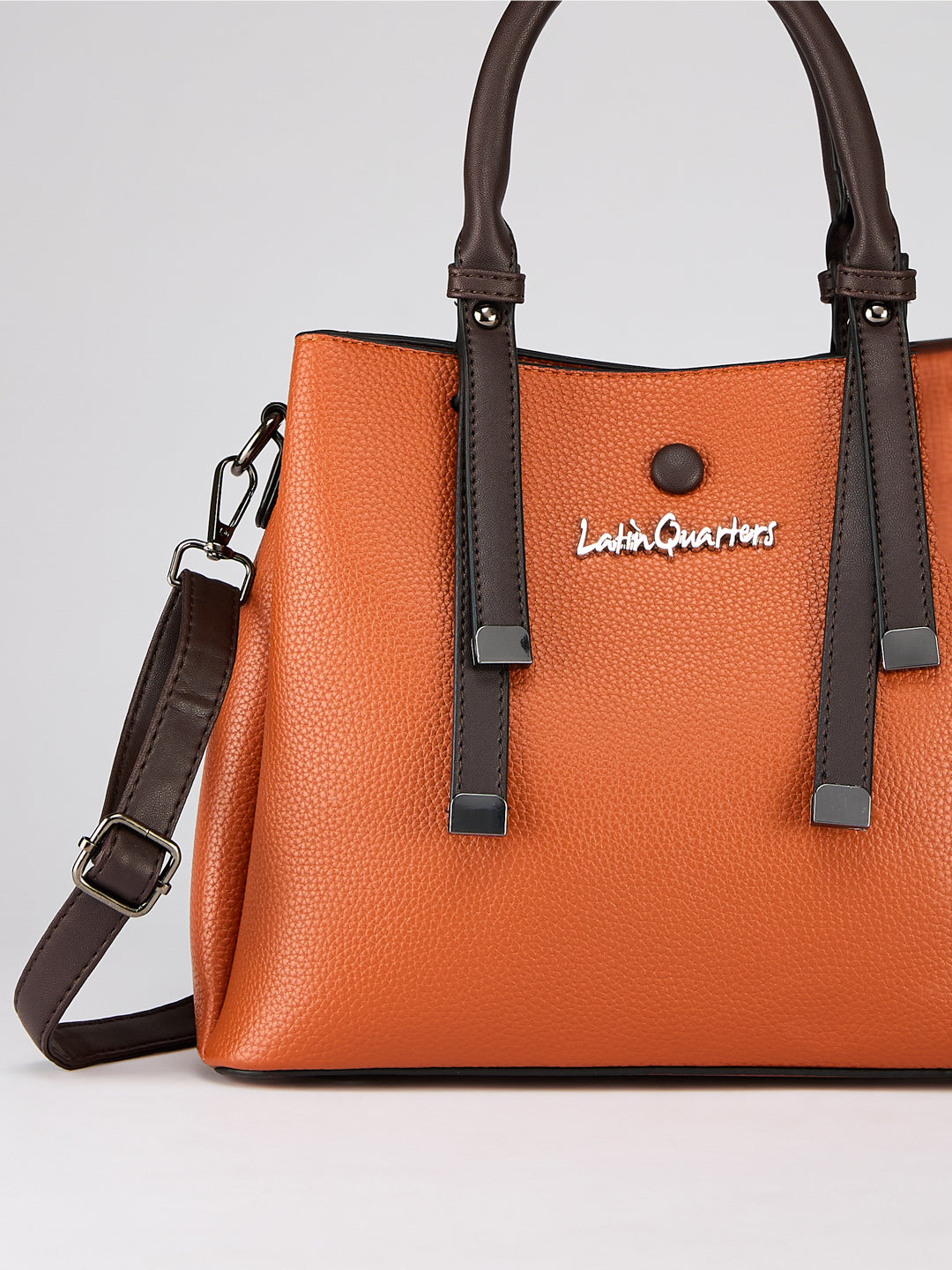 Latin Quarters Women's Tan Two-Tone Satchel Bag with Brown Contrast Trim