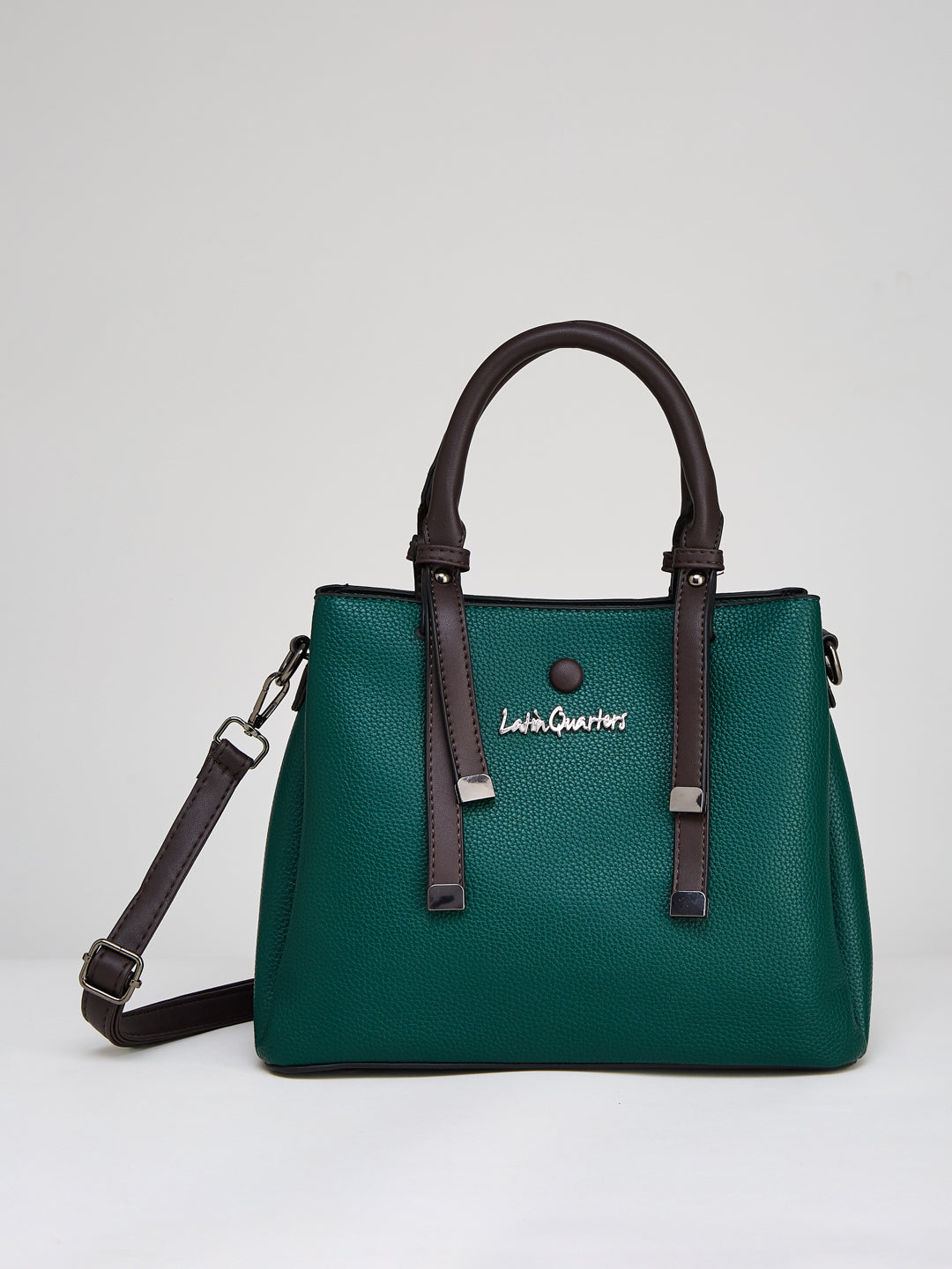 Latin Quarters Women's Green Satchel Bag with Contrast Top Handles