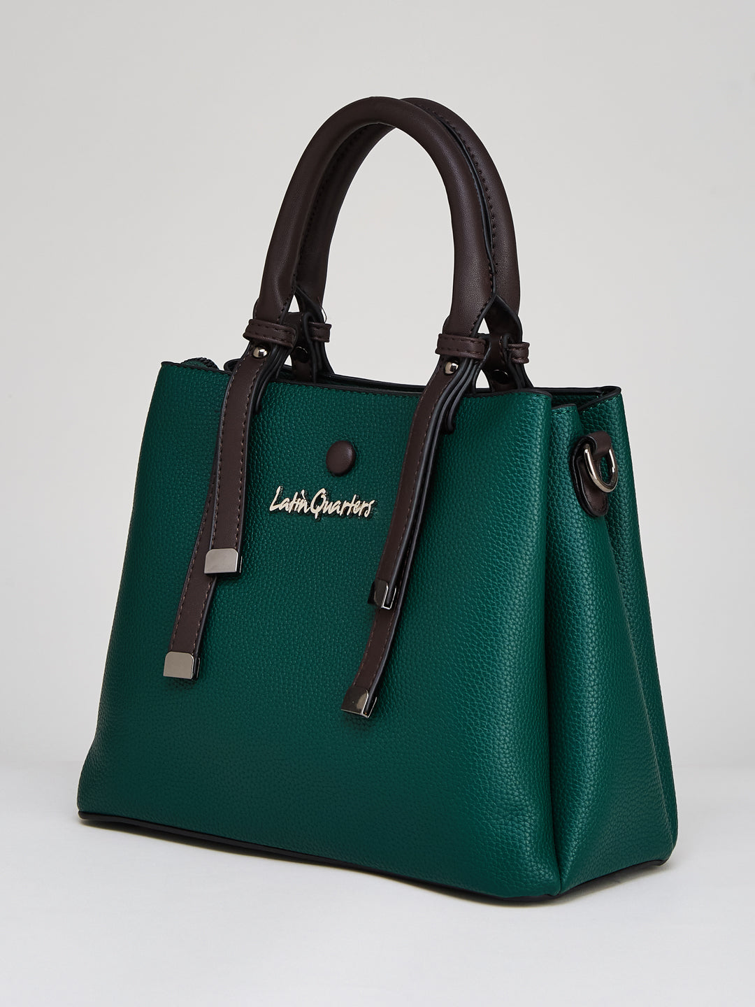 Latin Quarters Women's Green Satchel Bag with Contrast Top Handles