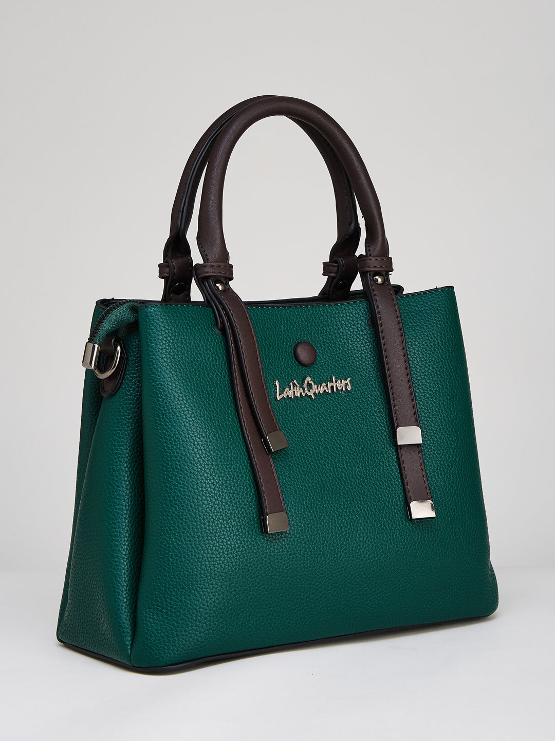 Latin Quarters Women's Green Satchel Bag with Contrast Top Handles