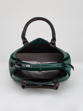 Latin Quarters Women's Green Satchel Bag with Contrast Top Handles