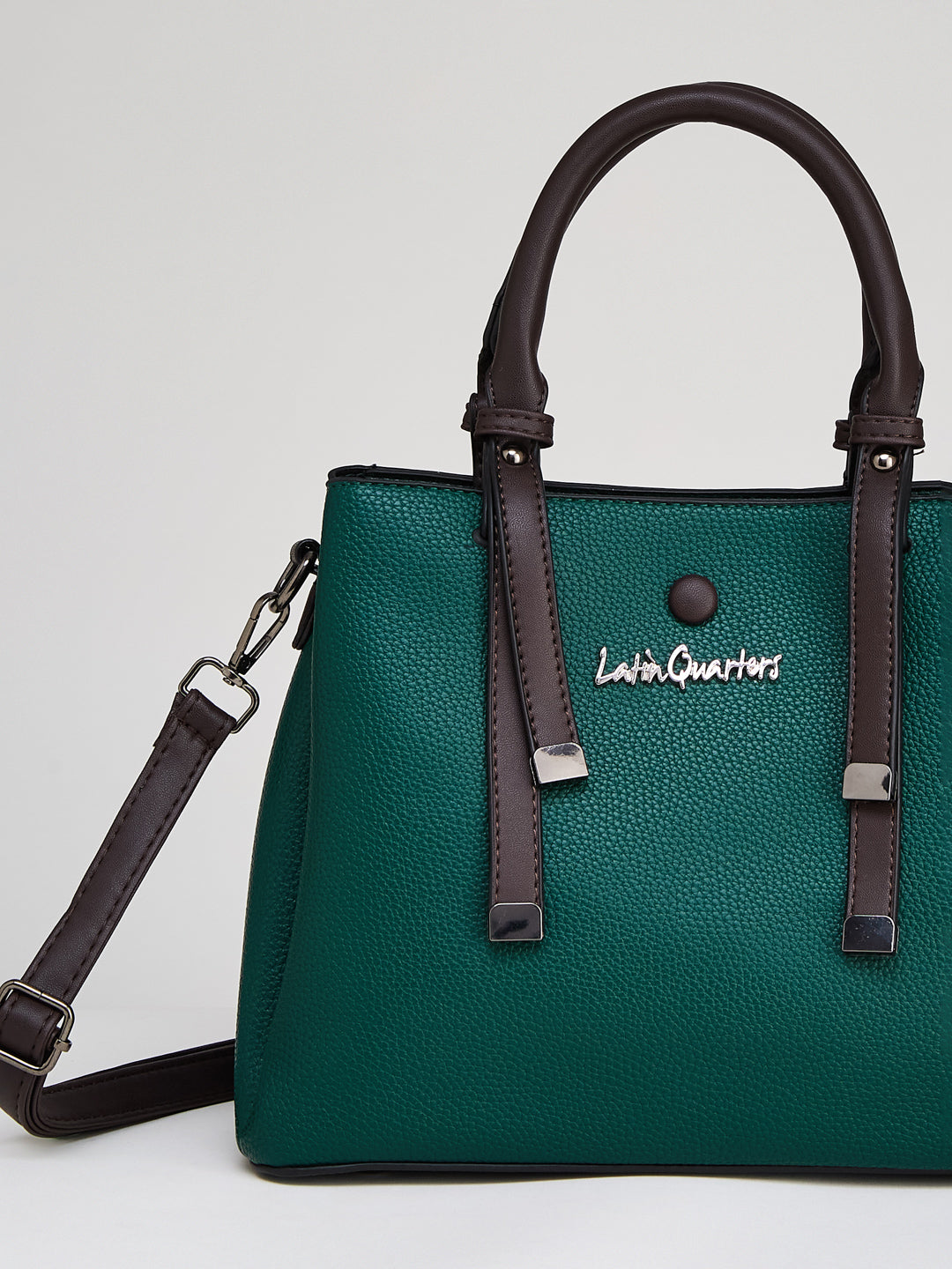 Latin Quarters Women's Green Satchel Bag with Contrast Top Handles