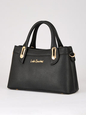 Latin Quarters Women's Black Structured Handle Bag