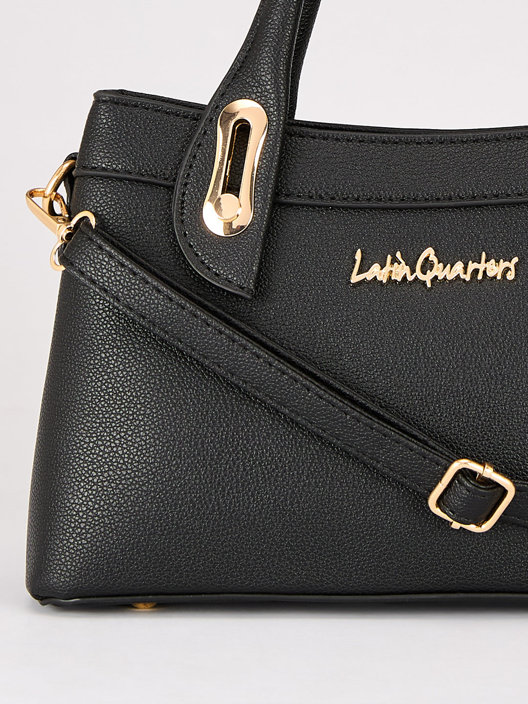 Latin Quarters Women's Black Structured Handle Bag
