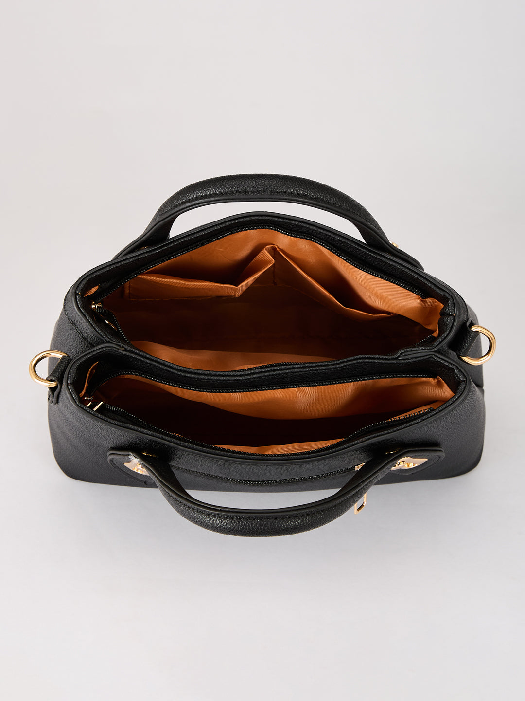 Latin Quarters Women's Black Structured Handle Bag