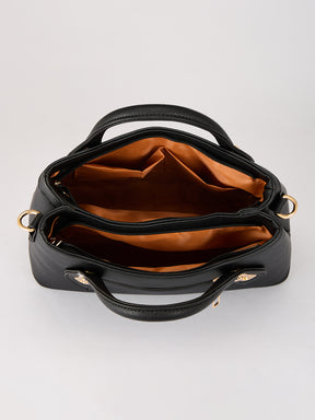 Latin Quarters Women's Black Structured Handle Bag