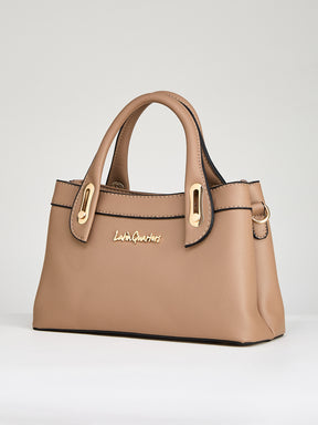 Latin Quarters Women's Beige Pebbled Satchel Bag