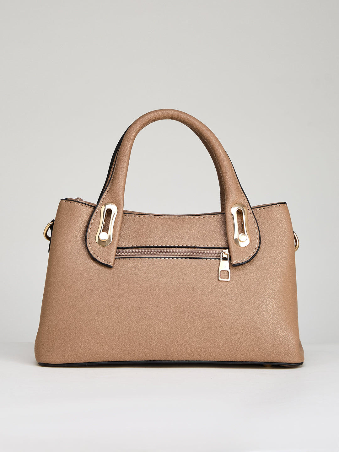Latin Quarters Women's Beige Pebbled Satchel Bag