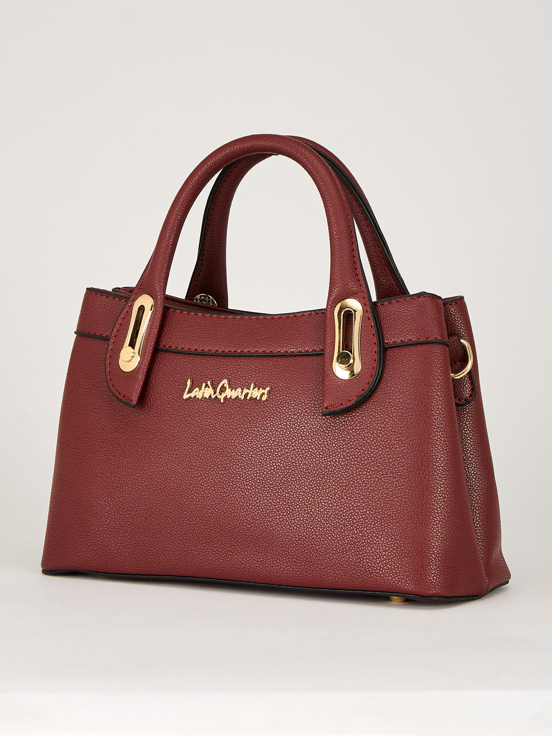 Latin Quarters Women's Maroon Structured Handle Bag