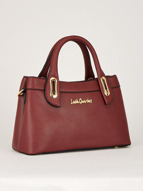 Latin Quarters Women's Maroon Structured Handle Bag