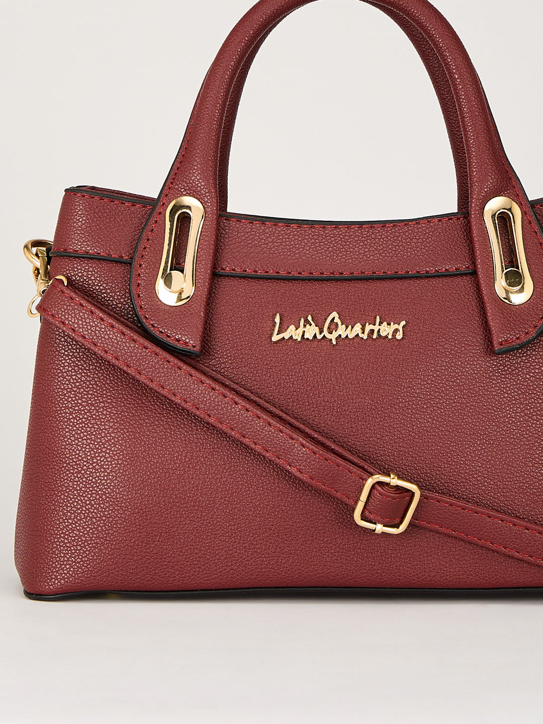 Latin Quarters Women's Maroon Structured Handle Bag