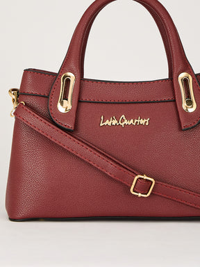 Latin Quarters Women's Maroon Structured Handle Bag