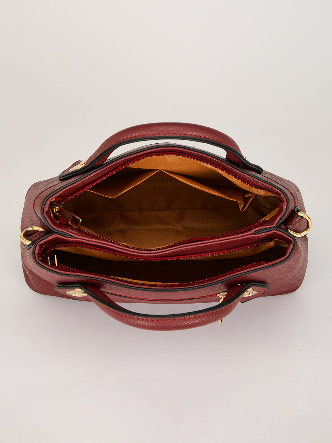 Latin Quarters Women's Maroon Structured Handle Bag