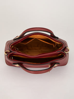 Latin Quarters Women's Maroon Structured Handle Bag