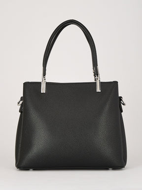 Latin Quarters Women's Black Structured Handbag with Detachable Padlock Charm