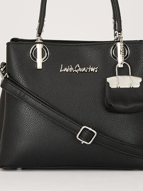 Latin Quarters Women's Black Structured Handbag with Detachable Padlock Charm