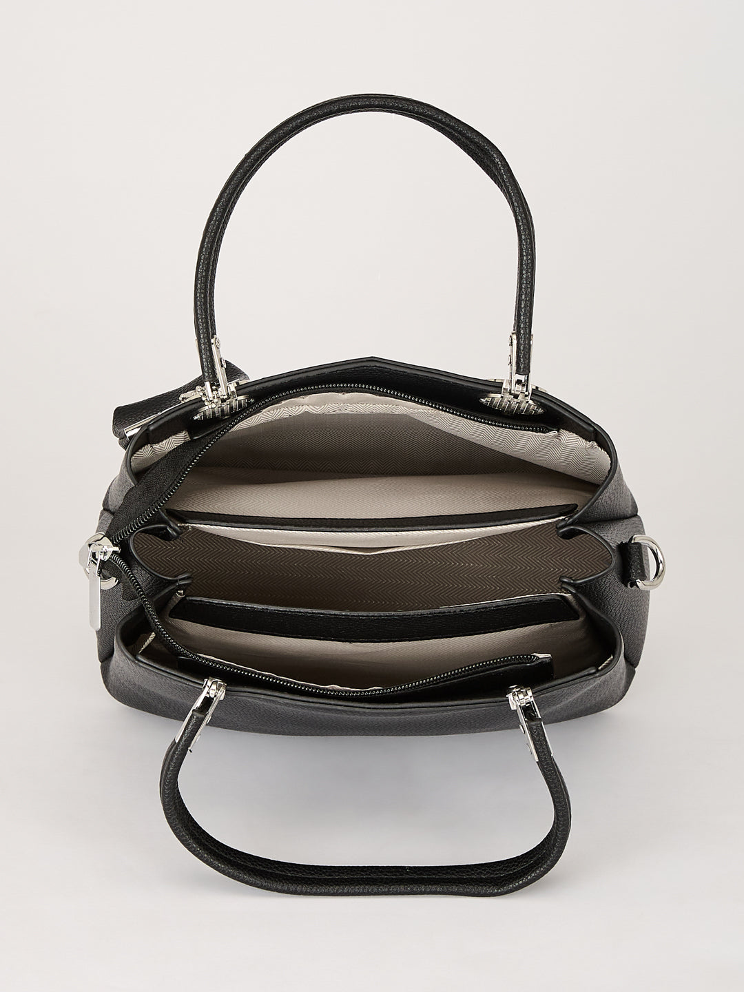 Latin Quarters Women's Black Structured Handbag with Detachable Padlock Charm