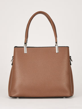 Latin Quarters Women's Brown Structured Handbag with Detachable Padlock Charm