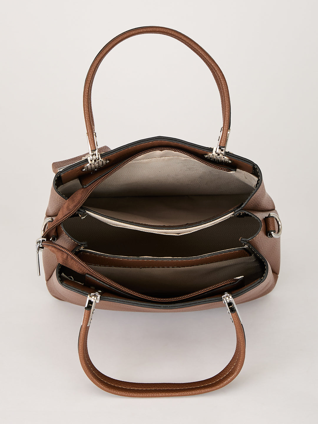 Latin Quarters Women's Brown Structured Handbag with Detachable Padlock Charm