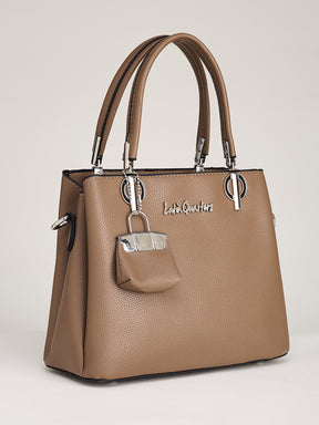 Latin Quarters Women's Beige 3-Piece Handbag Set with Matching Wallet and Charm Pouch