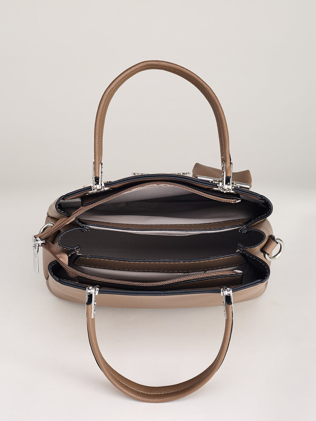 Latin Quarters Women's Beige 3-Piece Handbag Set with Matching Wallet and Charm Pouch