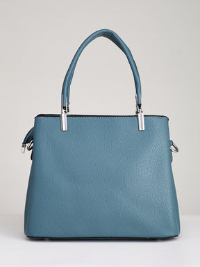 Latin Quarters Women’s Blue Satchel Handbag with Mini Bag Charm