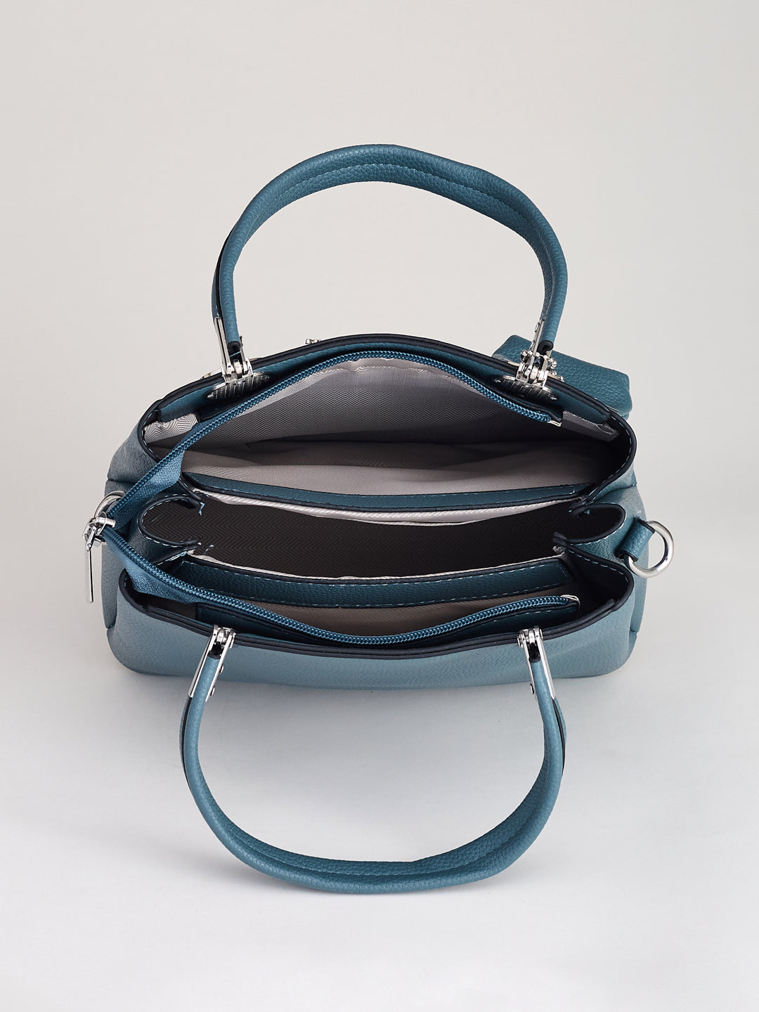 Latin Quarters Women’s Blue Satchel Handbag with Mini Bag Charm