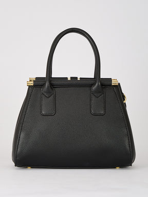 Latin Quarters Women's Black Checkered Structured Bag with Top Handle