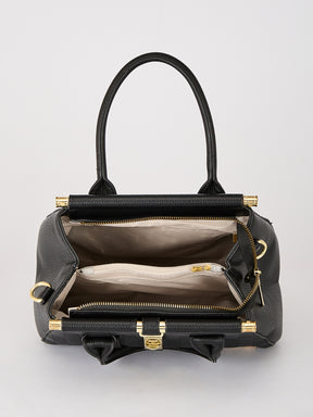 Latin Quarters Women's Black Checkered Structured Bag with Top Handle