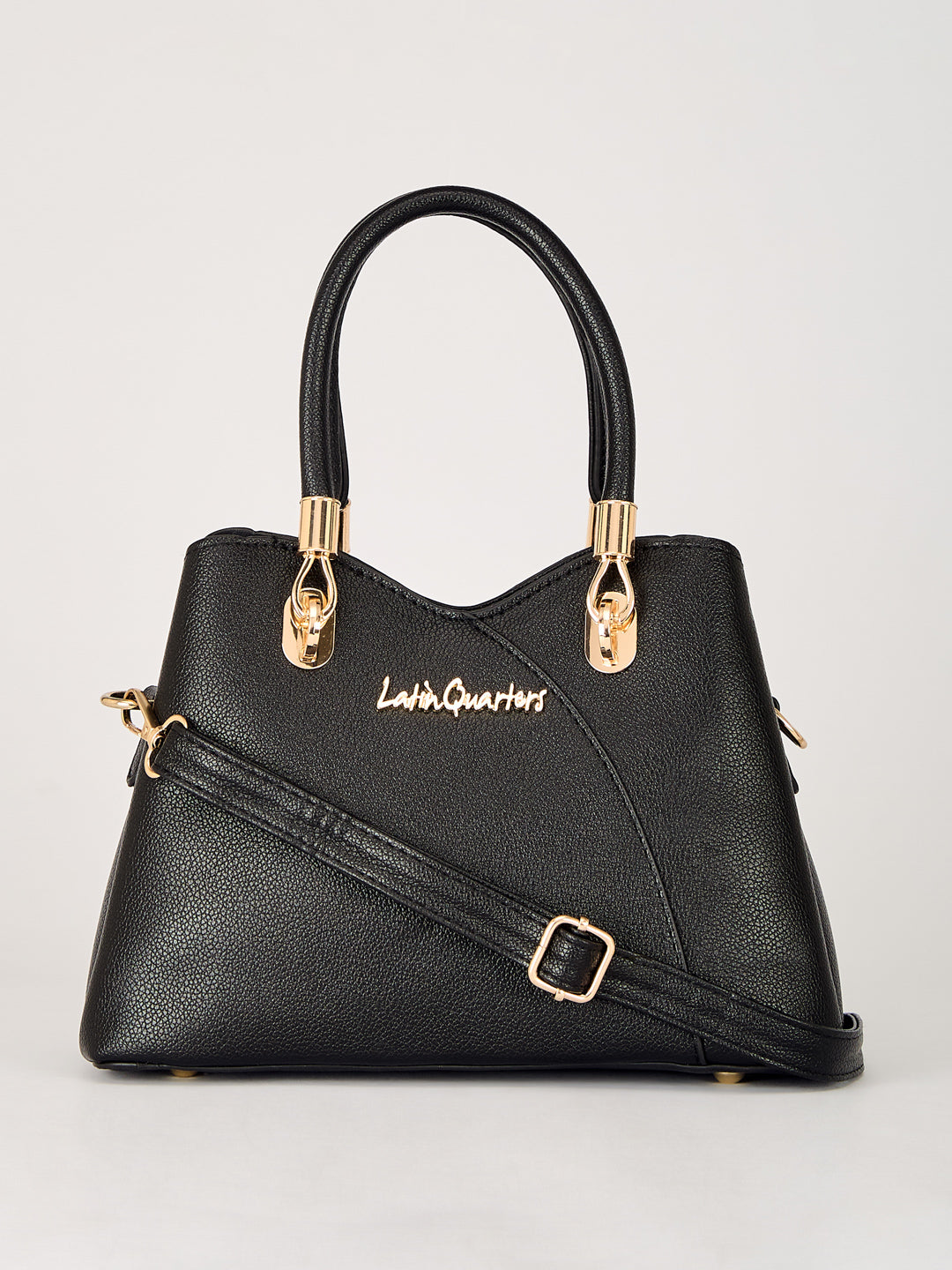 Latin Quarters Women's Black Handbag & Matching Clutch Set