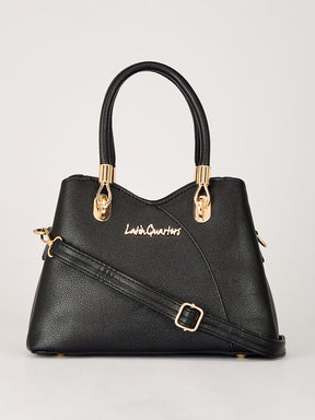 Latin Quarters Women's Black Handbag & Matching Clutch Set