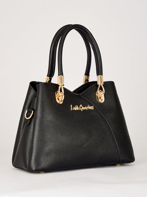 Latin Quarters Women's Black Handbag & Matching Clutch Set