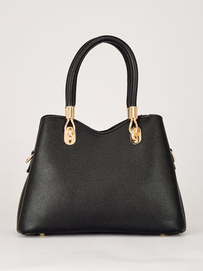 Latin Quarters Women's Black Handbag & Matching Clutch Set