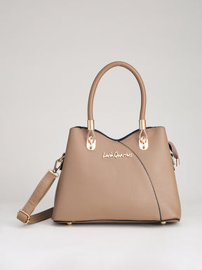 Latin Quarters Women's Beige Satchel Handbag with Crossbody Strap