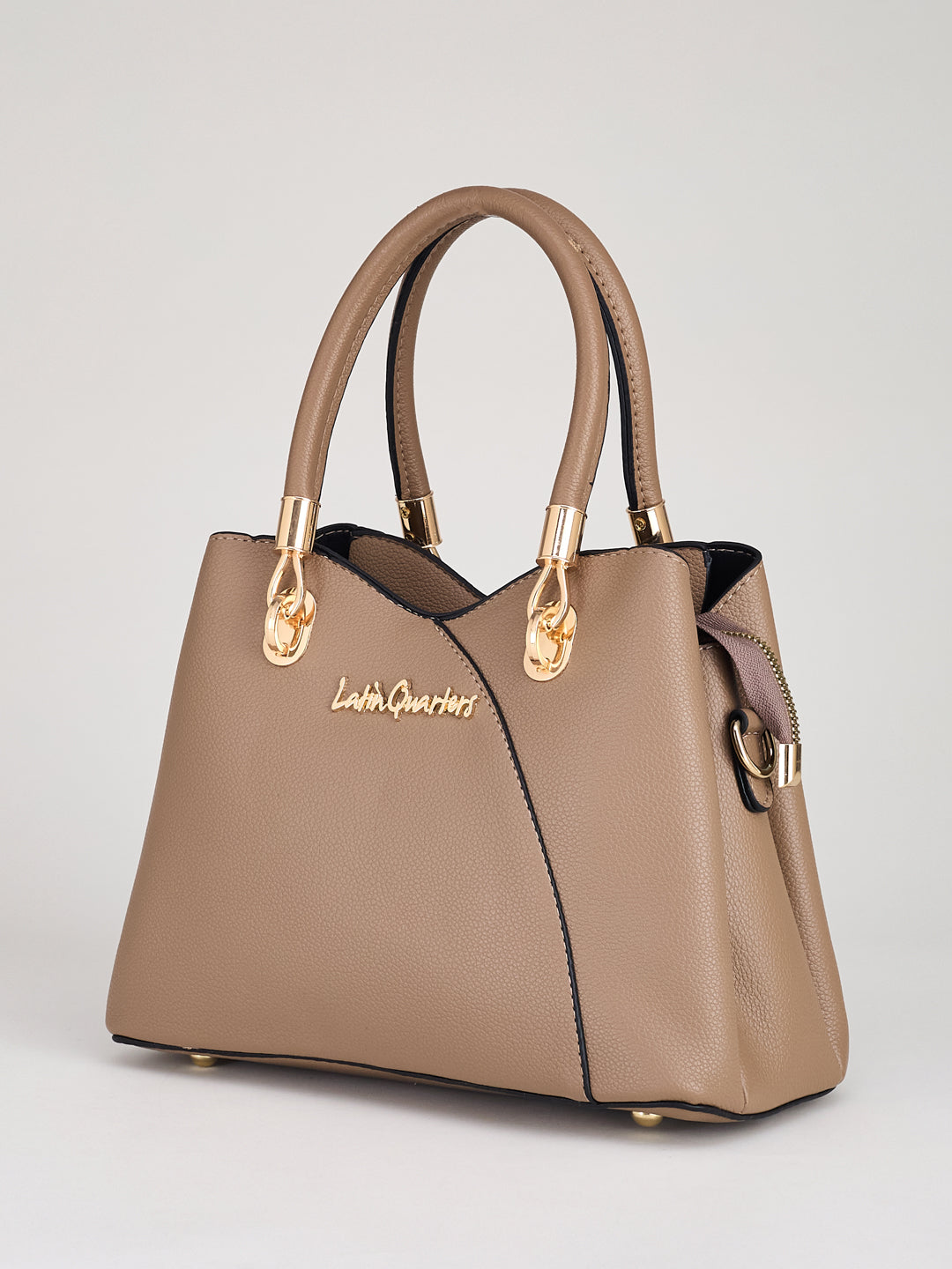 Latin Quarters Women's Beige Satchel Handbag with Crossbody Strap