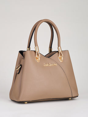 Latin Quarters Women's Beige Satchel Handbag with Crossbody Strap