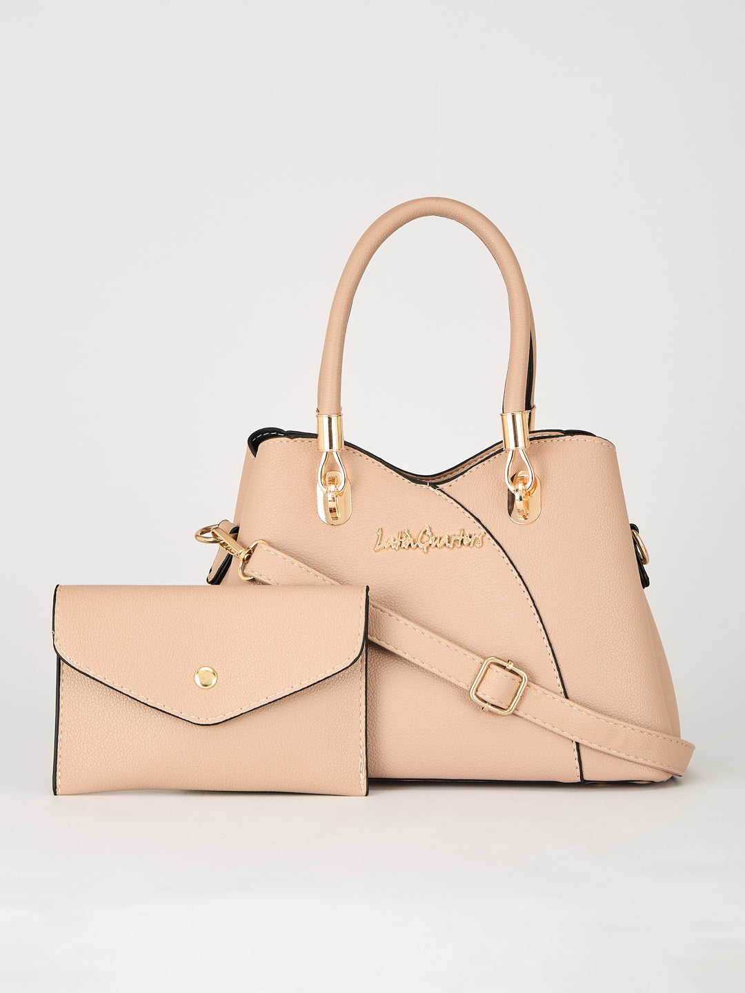 Latin Quarters Women's Beige Handbag & Matching Clutch Set