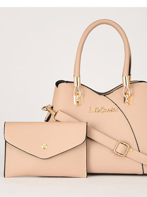 Latin Quarters Women's Beige Handbag & Matching Clutch Set