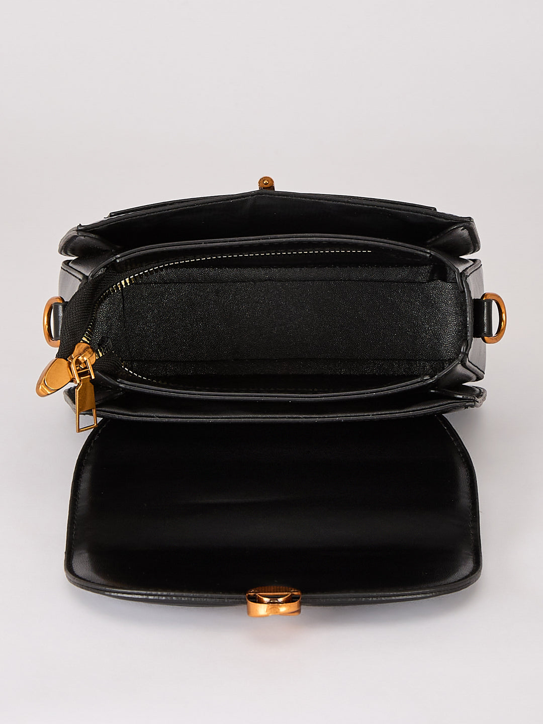 Latin Quarters Women's Solid Black Crossbody Bag with Bear Charm