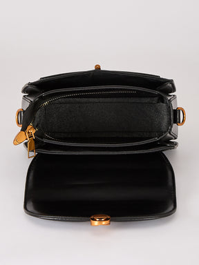 Latin Quarters Women's Solid Black Crossbody Bag with Bear Charm