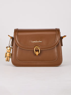 Latin Quarters Women's Brown Crossbody Bag with Bear Charm