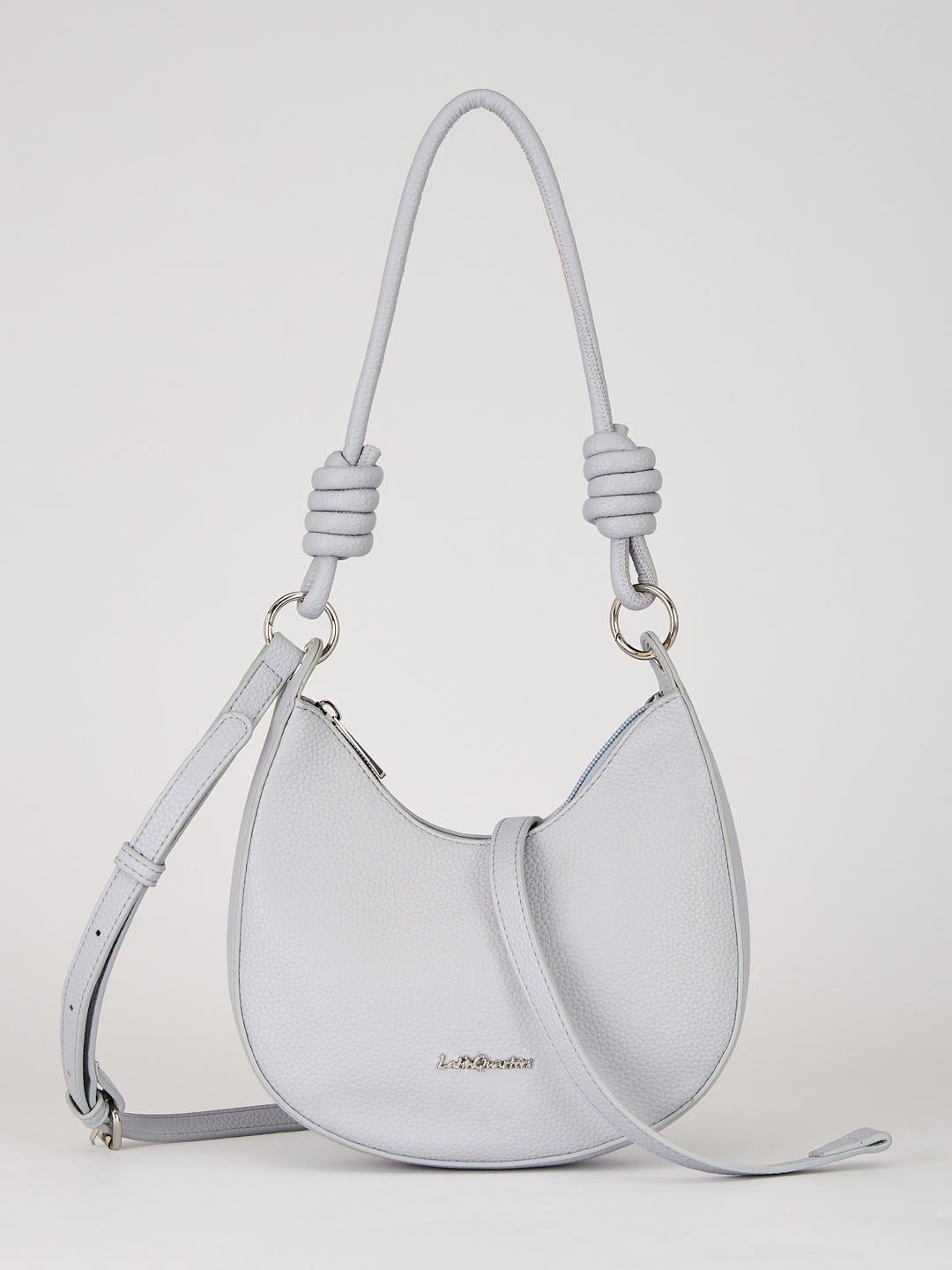 Latin Quarters Women's Light Blue Knotted Strap Crescent Shoulder Bag