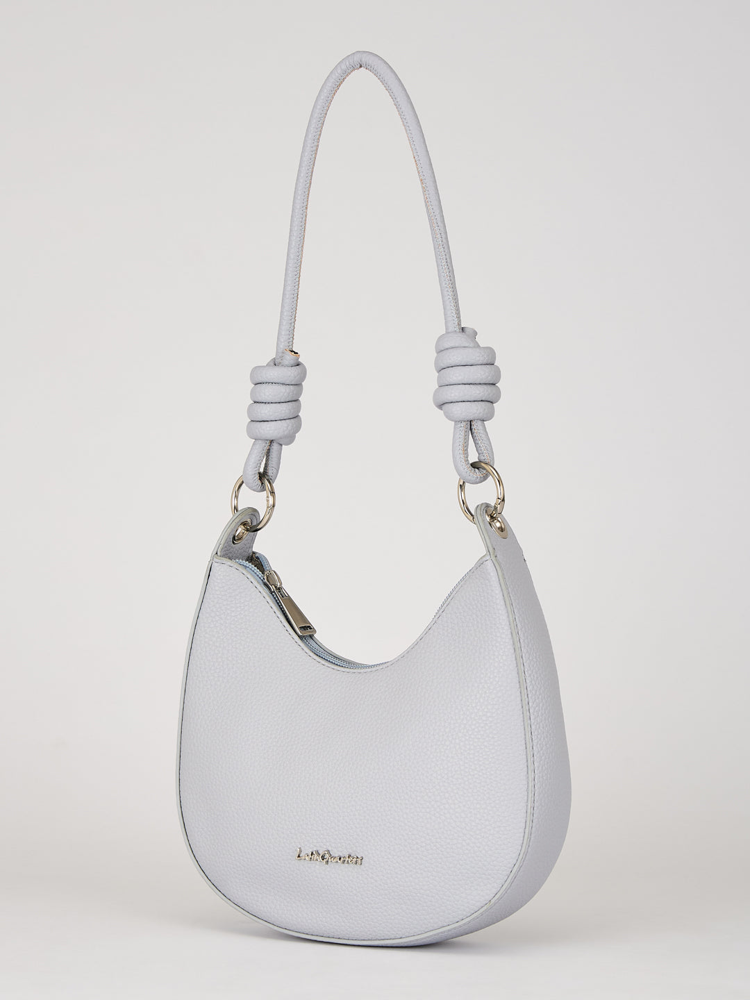 Latin Quarters Women's Light Blue Knotted Strap Crescent Shoulder Bag