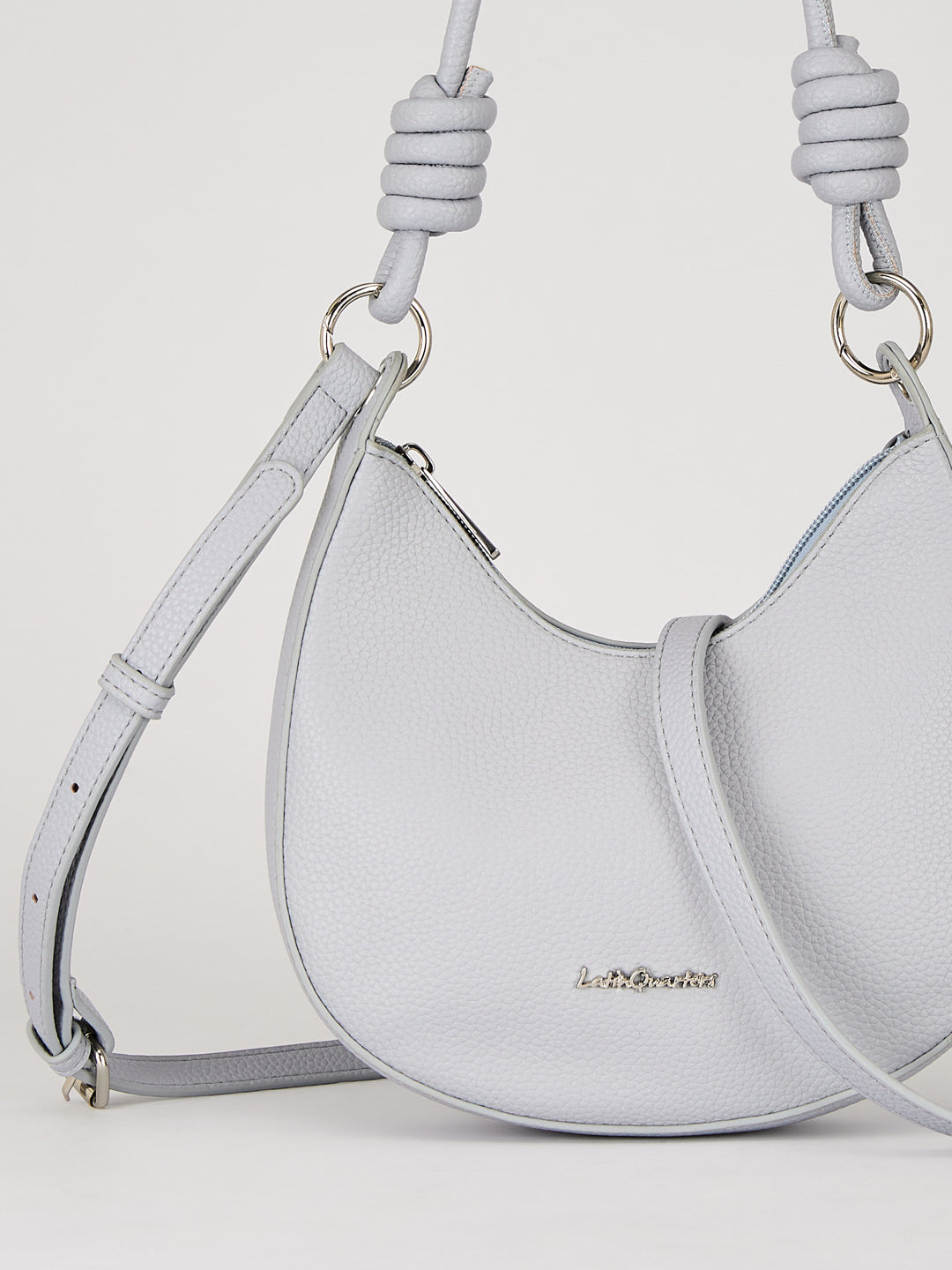 Latin Quarters Women's Light Blue Knotted Strap Crescent Shoulder Bag