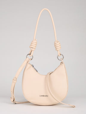 Latin Quarters Women's Off White Crescent Shoulder Bag with Knotted Strap Detail