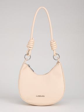 Latin Quarters Women's Off White Crescent Shoulder Bag with Knotted Strap Detail