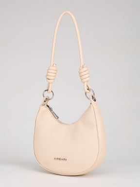 Latin Quarters Women's Off White Crescent Shoulder Bag with Knotted Strap Detail